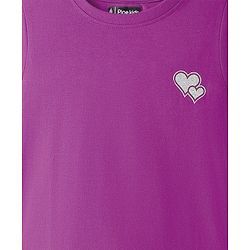 Pine Kids Cotton Knit Half Sleeves T-Shirt With Heart Print - Purple