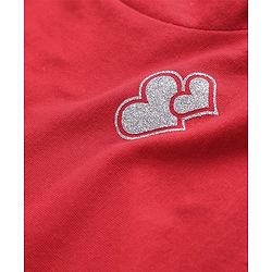 Pine Kids Cotton Knit Half Sleeves T-Shirt With Heart Print - Purple