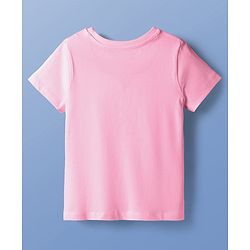 Pine Kids Cotton Knit Half Sleeves T-Shirt With Heart Print - Pink