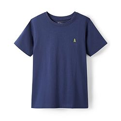 Pine Kids Cotton Knit Half Sleeves Solid Color T-Shirt - Navy Blue