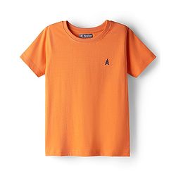 Pine Kids Cotton Knit Half Sleeves Solid Color T-Shirt - Navy Blue