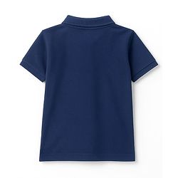 Pine Kids Cotton Knit Half Sleeves Solid Color Polo T-Shirt - Navy Blue