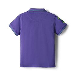 Pine Kids Cotton Knit Half Sleeves Polo T-Shirt with Number Patch - Black