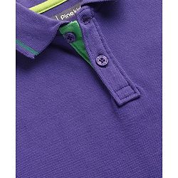 Pine Kids Cotton Knit Half Sleeves Polo T-Shirt with Number Patch - Black