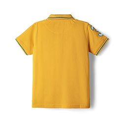 Pine Kids Cotton Knit Half Sleeves Polo T-Shirt with Number Patch - Black