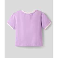 Pine Kids Cotton Knit Half Sleeves T-Shirt with Text Print - Lavender
