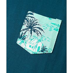Pine Kids Single Jersey Knit Half Sleeves Night Suit With Tropical Theme Print - Teal Blue