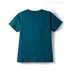 Pine Kids Single Jersey Knit Half Sleeves Night Suit With Tropical Theme Print - Teal Blue