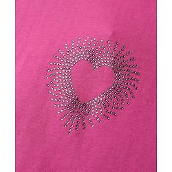 Pine Kids Cotton Knit Half Sleeves Top with Heart Design - Fuchsia