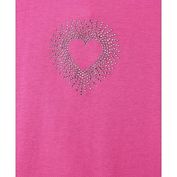 Pine Kids Cotton Knit Half Sleeves Top with Heart Design - Fuchsia