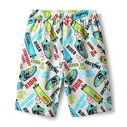 Pine Kids Single Jersey Knit Half Sleeves Shorts Co-Ord Night Suit With Skating Print - Off White