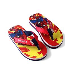 Pine Kids Marvel Slip On Flip Flops With Spider-Man Print - Red