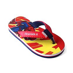 Pine Kids Marvel Slip On Flip Flops With Spider-Man Print - Red