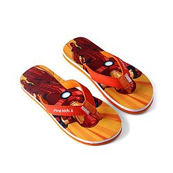 Pine Kids Marvel Slip On Flip Flops With Iron Man Print - Red