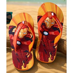 Pine Kids Marvel Slip On Flip Flops With Iron Man Print - Red
