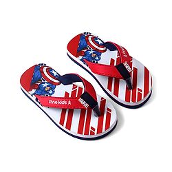 Pine Kids Marvel Slip On Flip Flops With Captain America Print - Red & White