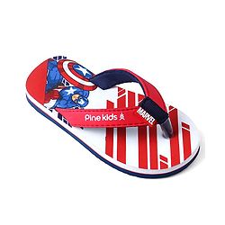 Pine Kids Marvel Slip On Flip Flops With Captain America Print - Red & White