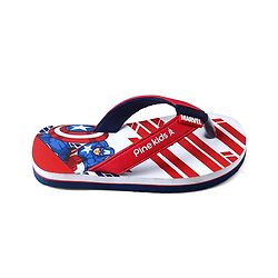 Pine Kids Marvel Slip On Flip Flops With Captain America Print - Red & White