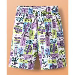 Pine Kids Single Jersey Knit Half Sleeves Co-ords Shorts Night Suit with Skating Print - White