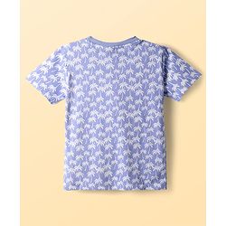 Pine Kids Single Jersey Knit Half Sleeves Short Night Suit With Tropical Theme Print - Blue