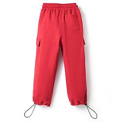 Pine Kids Cotton Knit Full Length Lounge Pant with Typography Print - Red