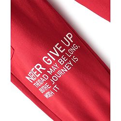 Pine Kids Cotton Knit Full Length Lounge Pant with Typography Print - Red