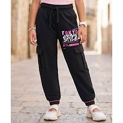 Pine Kids Cotton Knit Full Length Lounge Pant with Tokyo Urban Style Print - Black