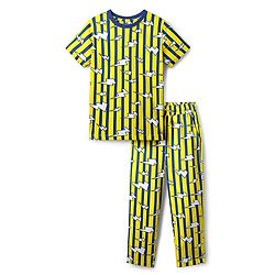 Pine Kids Single Jersey Knit Half Sleeves Co-Ord Night Suit with Stripes - Yellow
