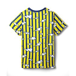 Pine Kids Single Jersey Knit Half Sleeves Co-Ord Night Suit with Stripes - Yellow