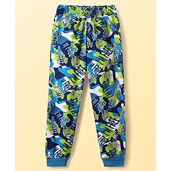 Pine Kids Single Jersey Knit Half Sleeves Co-Ord Night Suit with Im Free Text Print - Green & Blue