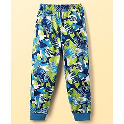 Pine Kids Single Jersey Knit Half Sleeves Co-Ord Night Suit with Im Free Text Print - Green & Blue