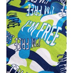 Pine Kids Single Jersey Knit Half Sleeves Co-Ord Night Suit with Im Free Text Print - Green & Blue