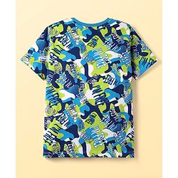Pine Kids Single Jersey Knit Half Sleeves Co-Ord Night Suit with Im Free Text Print - Green & Blue