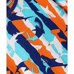 Pine Kids Single Jersey Knit Half Sleeves Co-ords Night Suit With Fish Print - Multicolour