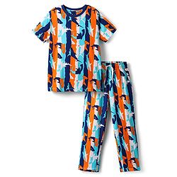 Pine Kids Single Jersey Knit Half Sleeves Co-ords Night Suit With Fish Print - Multicolour