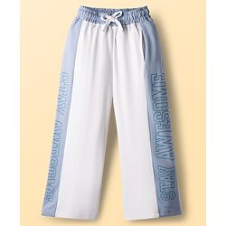 Pine Kids Cotton Knit Full Length Track Pant with Text Print - White