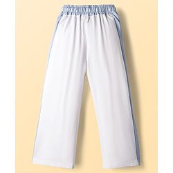 Pine Kids Cotton Knit Full Length Track Pant with Text Print - White