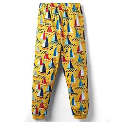 Pine Kids Single Jersey Knit Half Sleeves Co-Ord Night Suit with Boat Print - Yellow