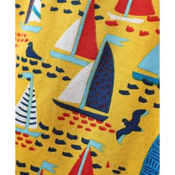 Pine Kids Single Jersey Knit Half Sleeves Co-Ord Night Suit with Boat Print - Yellow