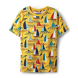 Pine Kids Single Jersey Knit Half Sleeves Co-Ord Night Suit with Boat Print - Yellow