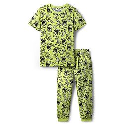 Pine Kids Single Jersey Knit Half Sleeves Co-ords Night Suit With Dino Print - Green