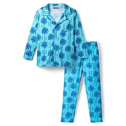 Pine Kids Single Jersey Knit Full Sleeves Co-ords Night suit With Tropical Theme Print - Light Blue