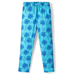 Pine Kids Single Jersey Knit Full Sleeves Co-ords Night suit With Tropical Theme Print - Light Blue