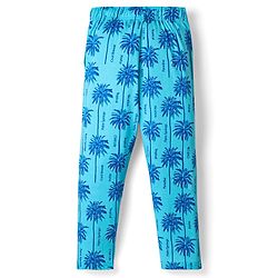 Pine Kids Single Jersey Knit Full Sleeves Co-ords Night suit With Tropical Theme Print - Light Blue