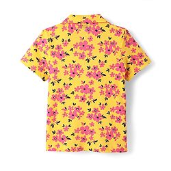 Pine Kids Single Jersey Knit Half Sleeves Co-Ord Night Suit With Floral Print - Gold