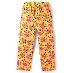 Pine Kids Single Jersey Knit Half Sleeves Co-Ord Night Suit With Floral Print - Gold