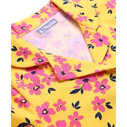 Pine Kids Single Jersey Knit Half Sleeves Co-Ord Night Suit With Floral Print - Gold