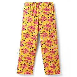 Pine Kids Single Jersey Knit Half Sleeves Co-Ord Night Suit With Floral Print - Gold
