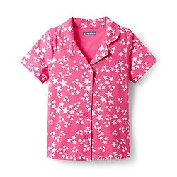 Pine Kids Single Jersey Knit Half Sleeves Co-Ord Night Suit With Star Print - Dark Pink