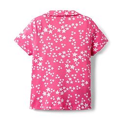 Pine Kids Single Jersey Knit Half Sleeves Co-Ord Night Suit With Star Print - Dark Pink